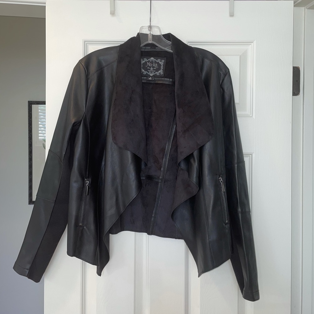 Faux Leather and Suede Moka Black Jacket Size S
